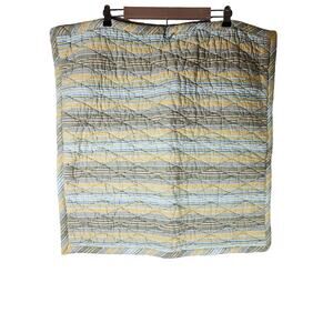 POT LUCK LINENS Blue Green Gold Quilt Euro Square Pillow Shams (25x25) Set of 3